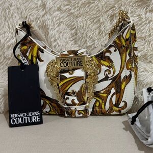 Versace Jeans Couture Gold and White Shoulder Bag